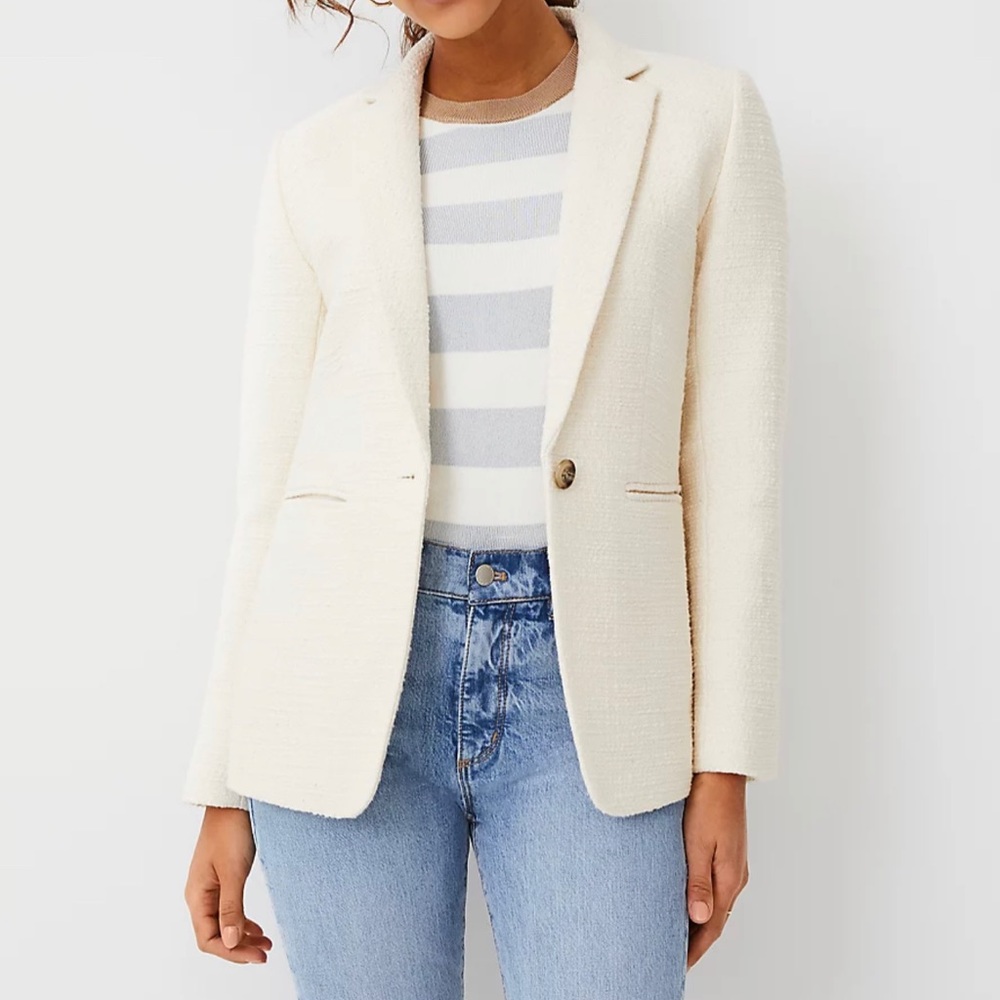 Ann Taylor Hutton Blazer In White Tweed